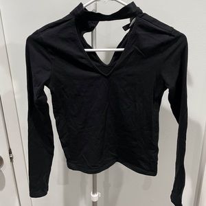 H&M Black V Neck Choker Long Sleeve
